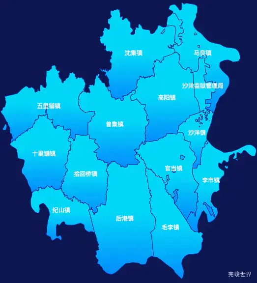 echarts荆门市沙洋县geoJson地图局部颜色渐变